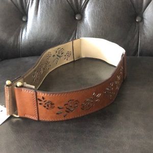 Betsy’s Johnson rose pattern brown gold belt